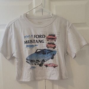 Ford Mustang Graphic Cropped Tee - White, Size M